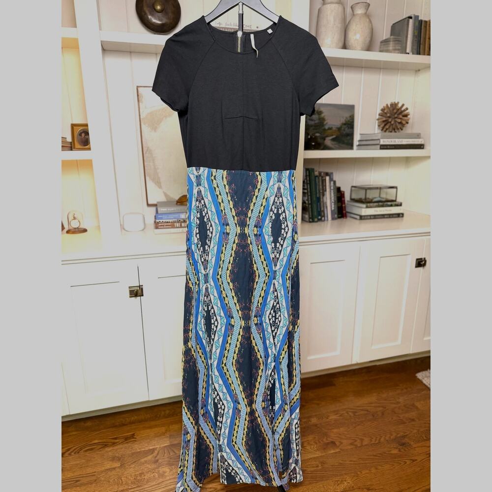 🌙 Twelfth Street by Cynthia Vincent Colorblock Maxi Dress |  6 | Black/Multi